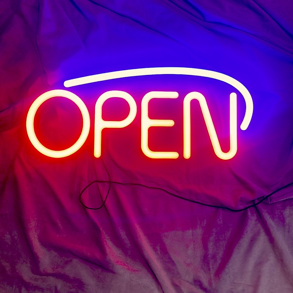 Uline LED Sign "Open" Bright Eye-Catching DAY NIGHT Letters 6.5" LxH - 23 x 10"